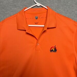 Nike Golf Polo Shirt Bay‎ Creek Logo Dri-FIT Performance Orange Large